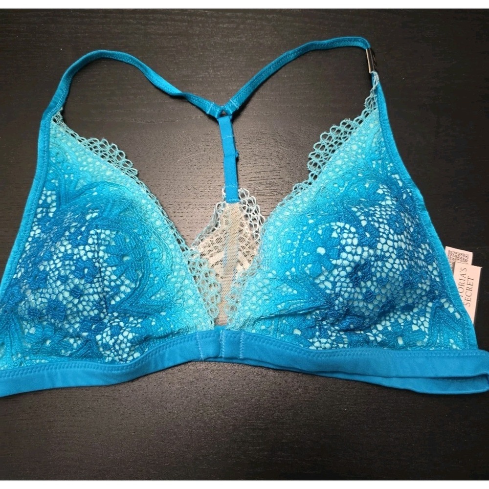 NWT Body By Victoria's Secret Medium Teal Ombre Front Closure Bralette Lace NOS